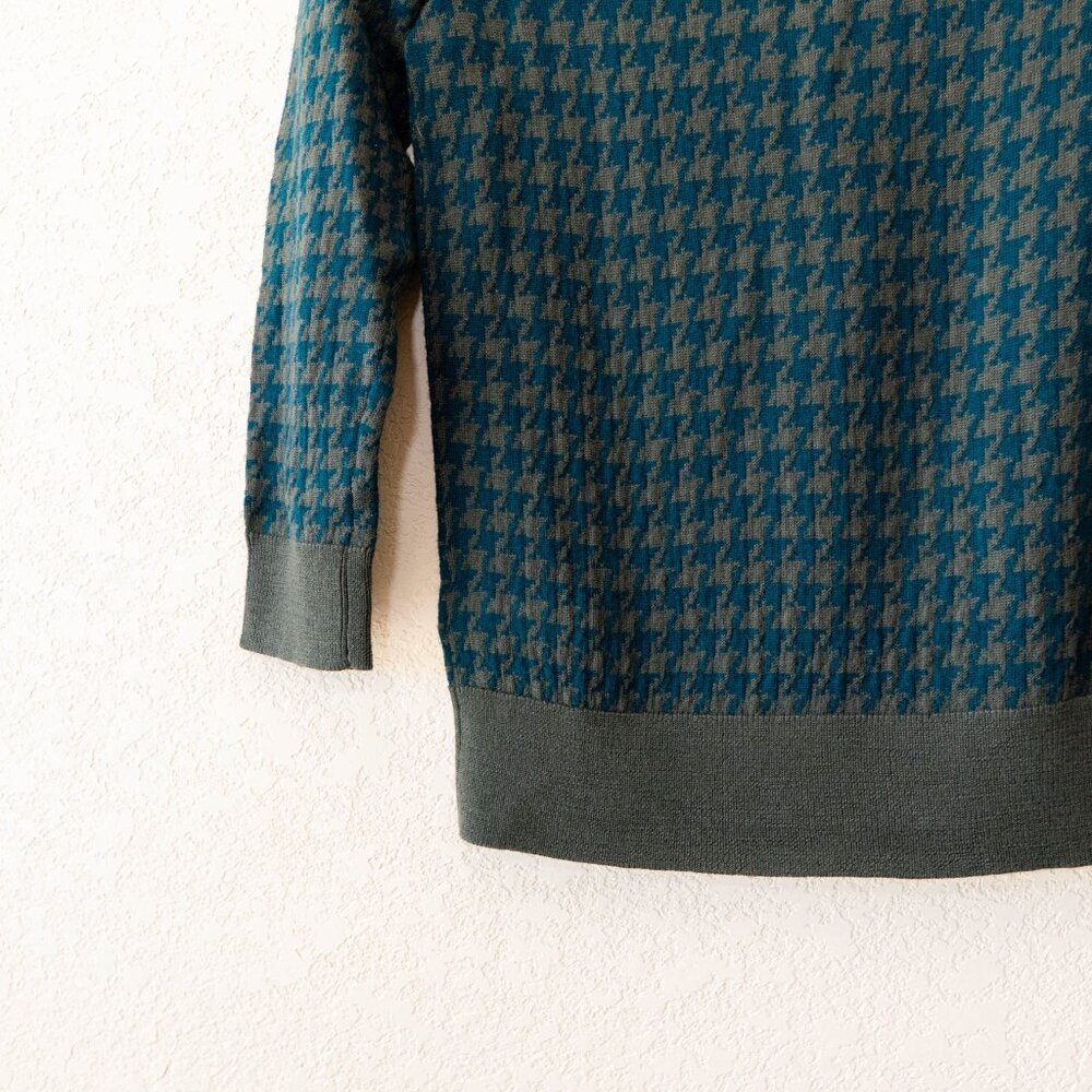 J.Crew NWT 100% Merino Wool Houndstooth Sweater Green Blue Crewneck XS $98 - Picture 10 of 12